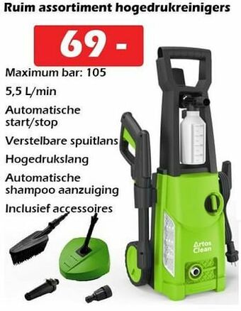 iTEK Artos clean ruim assortiment hogedrukreinigers aanbieding
