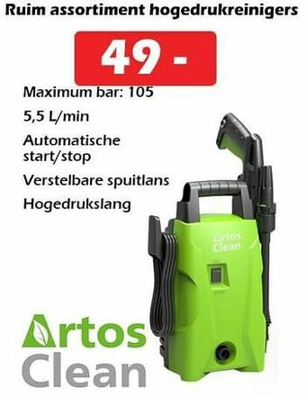 iTEK Artos clean ruim assortiment hogedrukreinigers aanbieding