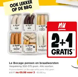 Jumbo Le Bocage pensen en braadworsten aanbieding
