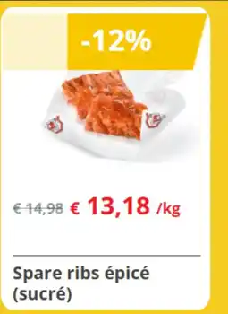 Renmans Spare ribs épicé (sucre) aanbieding