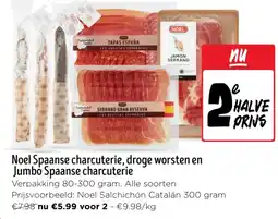 Jumbo Noel Spaanse charcuterie, droge worsten en Jumbo Spaanse charcuterie aanbieding