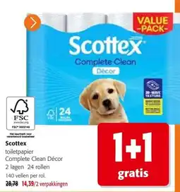 Colruyt Scottex toilet papier Complete Clean Décor aanbieding