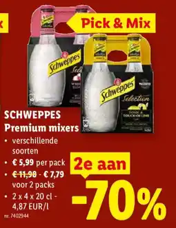 Lidl SCHWEPPES Premium mixers aanbieding