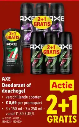 Lidl AXE Deodorant of douchegel aanbieding