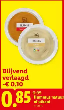 Lidl Hummus natuur of pikant aanbieding