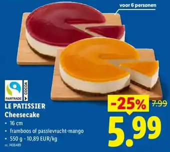 Lidl LE PATISSIER Cheesecake aanbieding