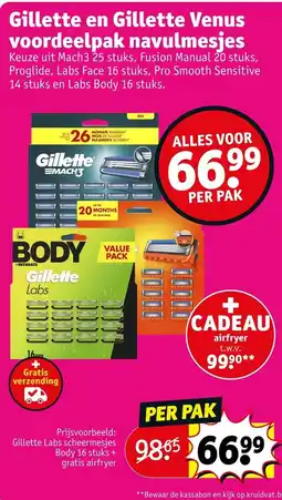 Kruidvat Gillette en Gillette Venus voordeelpak navulmesjes aanbieding