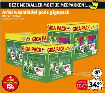 Kruidvat Ariel wasmiddel pods gigapack aanbieding