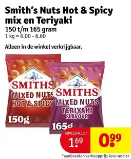 Kruidvat Smith's Nuts Hot & Spicy mix en Teriyaki aanbieding