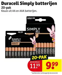 Kruidvat Duracell Simply batterijen 20-pak aanbieding