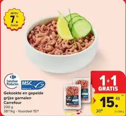 Carrefour Market Gekookte en gepelde grijze garnalen Carrefour aanbieding