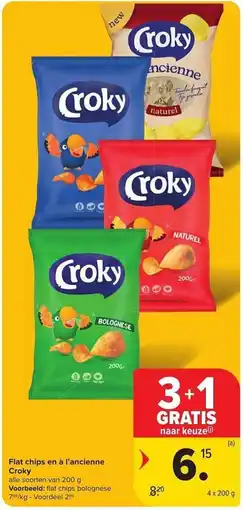 Carrefour Market Flat chips en à l'ancienne Croky aanbieding