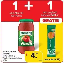 Carrefour Market Warme sauzen Miracoli aanbieding