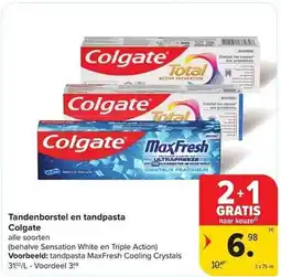 Carrefour Market Tandenborstel en tandpasta Colgate aanbieding