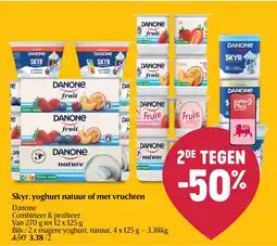 Delhaize Skyr, yoghurt natuur of met vruchten aanbieding