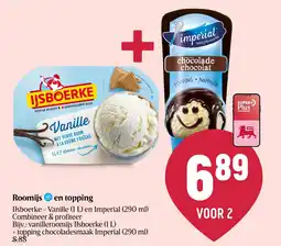 Delhaize Roomijs en topping aanbieding