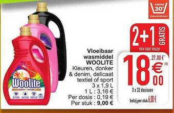 Cora Vloeibaar Wasmiddel Woolite aanbieding