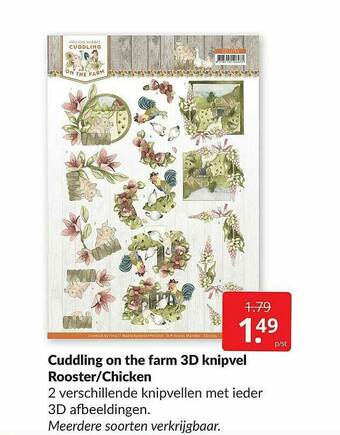 Cuddling On The Farm 3d Knipvel Rooster, Chicken