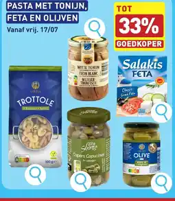 ALDI Pasta met tonijn, feta en olijven aanbieding