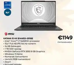 CompuDeals MSI Katana 15 HX B14WEK-051BE aanbieding