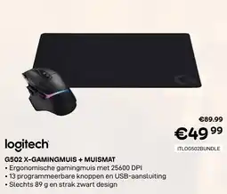 CompuDeals logitech g502 x-gamingmuis + muismat aanbieding