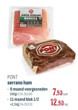 Horeca totaal Pont serrano ham aanbieding