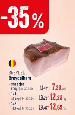 Horeca totaal Breydel Breydelham sneetjes aanbieding