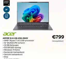 CompuDeals Acer Aspire 16 AI A16-61M-R6H9 aanbieding