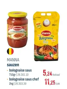 Horeca totaal manna bolognaisesaus aanbieding