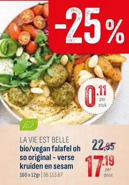 Horeca totaal la vie est belle bio/vegan falafel oh so original aanbieding