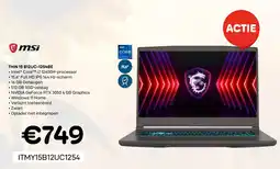 CompuDeals msi thin 15 b12uc-1254be aanbieding