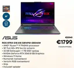 CompuDeals ASUS Rog Strix G18 A16 G814PM-S8046W aanbieding