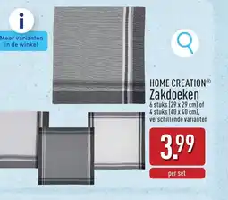 ALDI Home creation® zakdoeken aanbieding