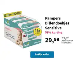 Plein.nl Pampers billendoekjes sensitive aanbieding