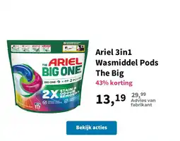 Plein.nl Ariel 3in1 Wasmiddel Pods The Big aanbieding