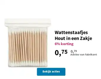 Plein.nl Wattenstaafjes Hout in een Zakje aanbieding