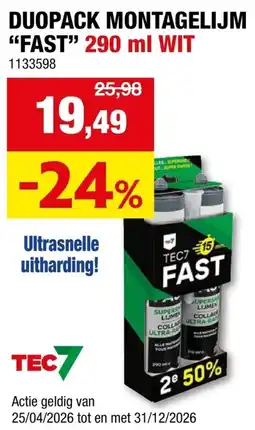 Hubo Duopack montagelijm fast aanbieding