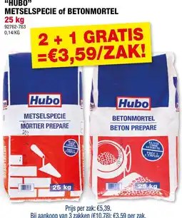 Hubo Hubo metselspecie of betonmortel aanbieding