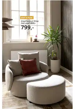Henders & Hazel draaifauteuil elise met poef aanbieding