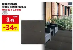 Hubo Terrastegel beton donkergrijs aanbieding