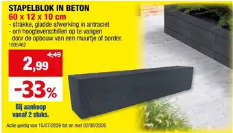 Hubo Stapelblok in beton aanbieding