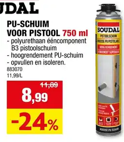 Hubo Soudal pu-schuim voor pistool aanbieding