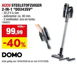 Hubo Accu steelstofzuiger 2-in-1 aanbieding