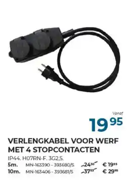 Meno Pro verlengkabel voor werf met 4 stopcontacten aanbieding