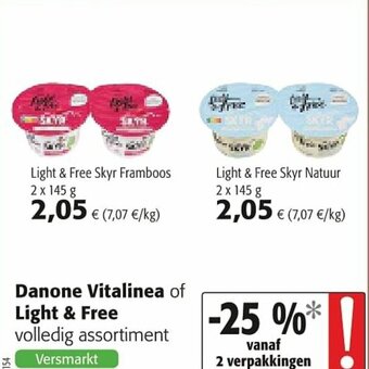 Colruyt Danone vitalinea of light & free aanbieding