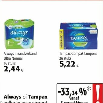 Colruyt Always of tampax aanbieding