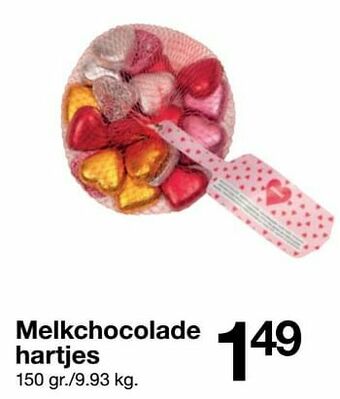 Zeeman Melkchocolade hartjes aanbieding