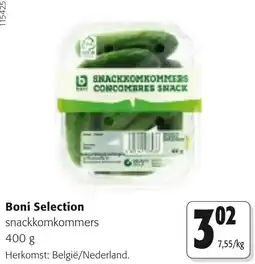 Colruyt boni selection snackkomkommers aanbieding