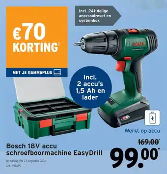GAMMA Bosch 18V accu schroefboormachine EasyDrill aanbieding