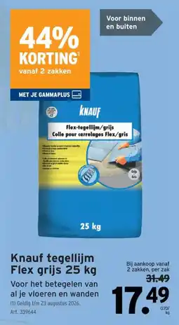 GAMMA Knauf tegellijm flex grijs aanbieding
